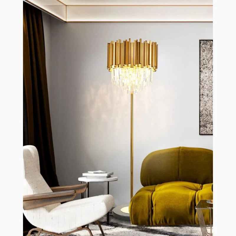 Glarus | Gold Stainless Steel Crystal Modern Floor Lamp