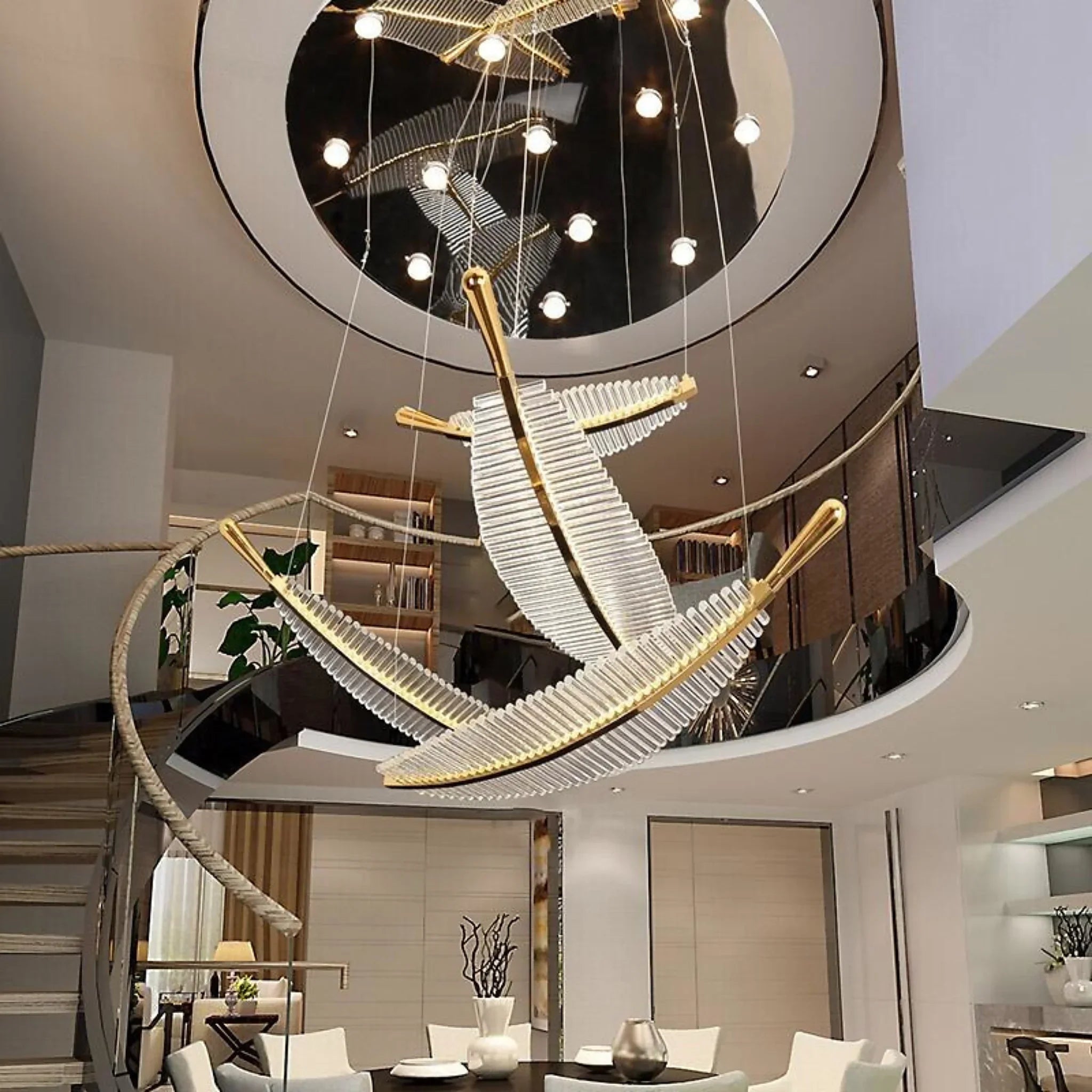 Cagnes-sur-Mer | Crystal Gold Leaves Pendant Chandelier