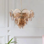 Amber Gray Glass Chandelier, 23.6"