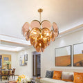 Amber Gray Glass Chandelier, 23.6"