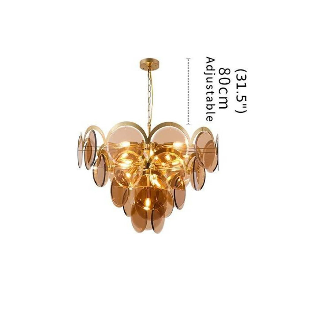 Amber Gray Glass Chandelier, 23.6"