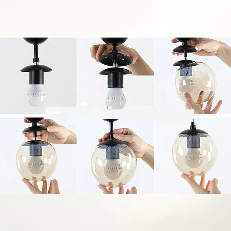 Ilbono | Nordic LED Pendant Light in the Shape of Glass Ball for Dining Room