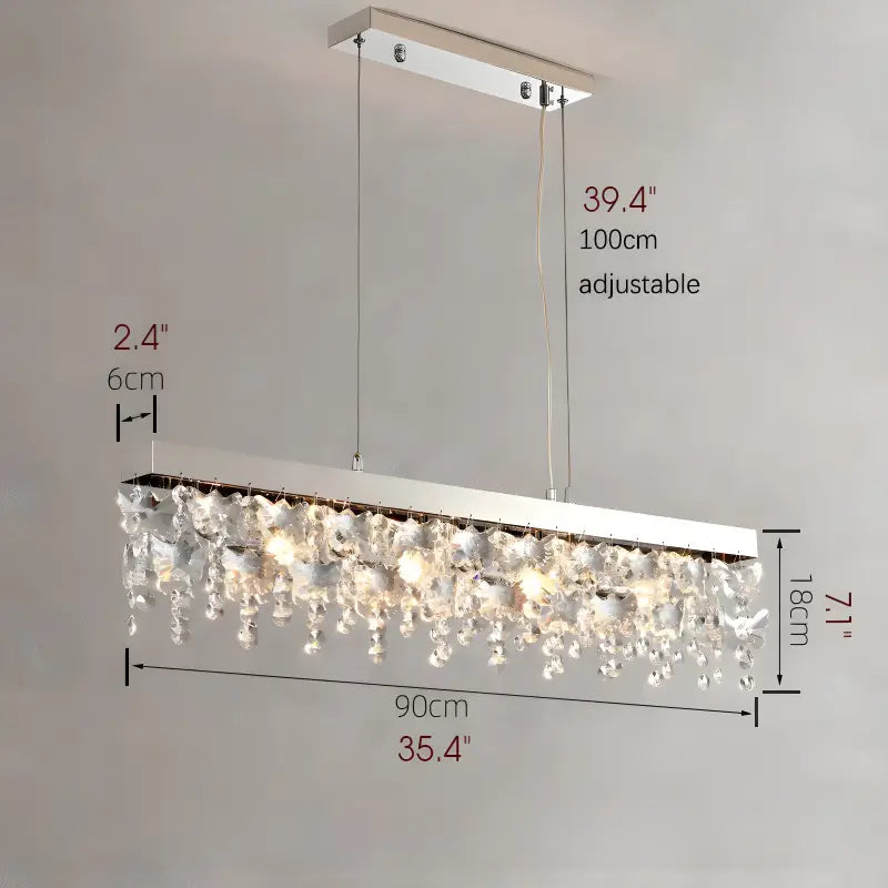 Incisa Scapaccino | Chrome Rectangular Crystal LED Chandelier