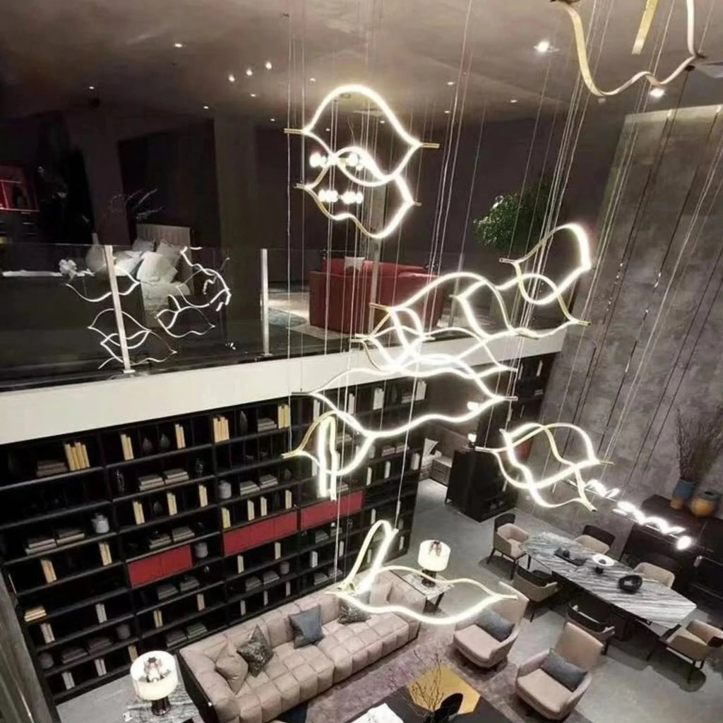 Kussnacht | Creative Gold Wave Chandelier for Dining Room