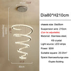 La Penne | Long Spiral Hanging Crystal Golden Chandelier