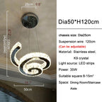 La Penne | Long Spiral Hanging Crystal Golden Chandelier