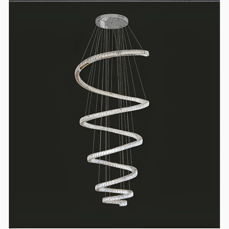 La Penne | Long Spiral Hanging Crystal Golden Chandelier