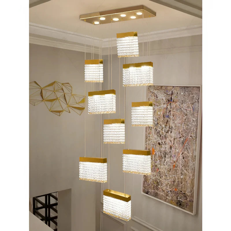La Rochette | Gorgeous Crystal Blocks LED Ceiling Chandelier