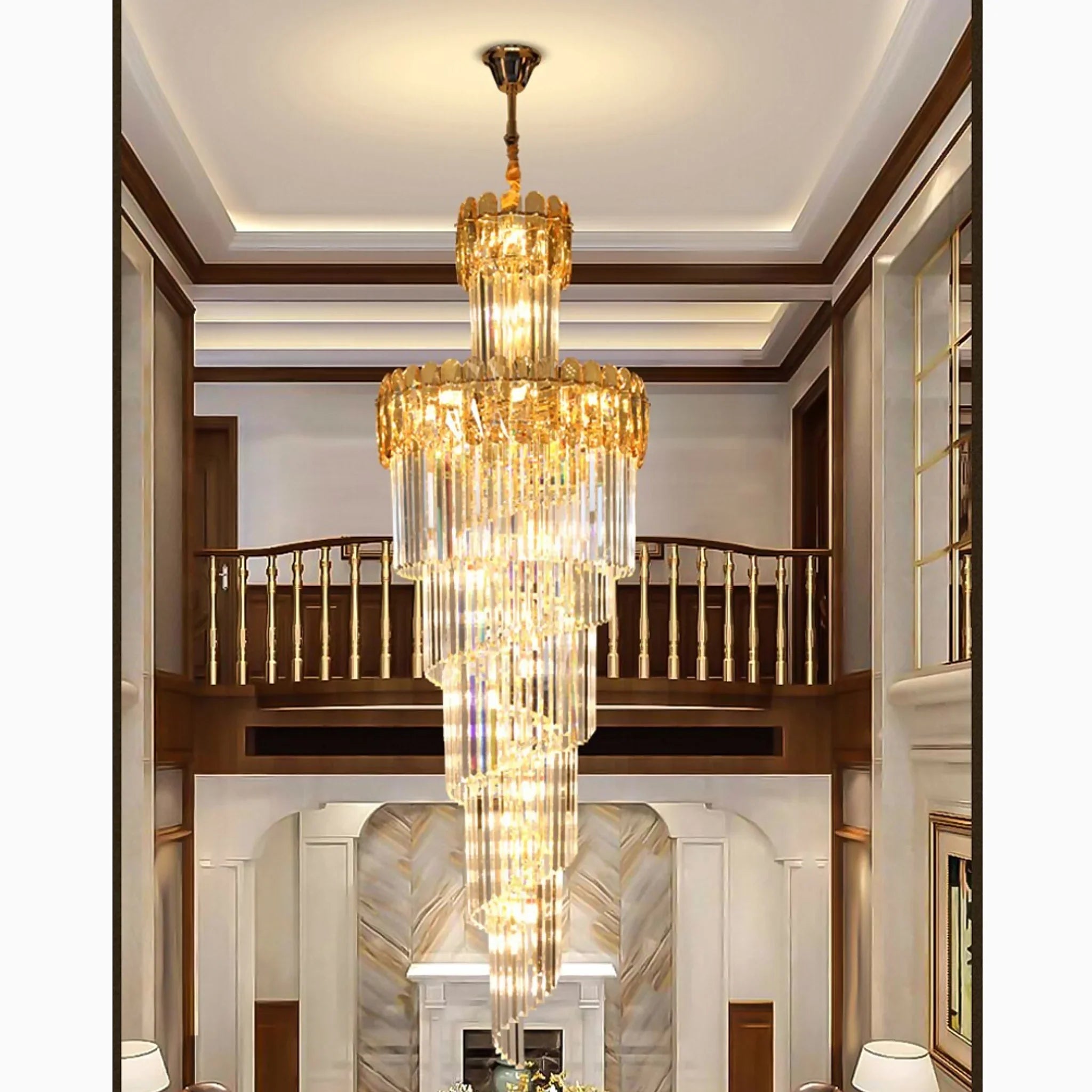 Le Cannet | Luxury Spiral Crystal Chandelier For Stairway