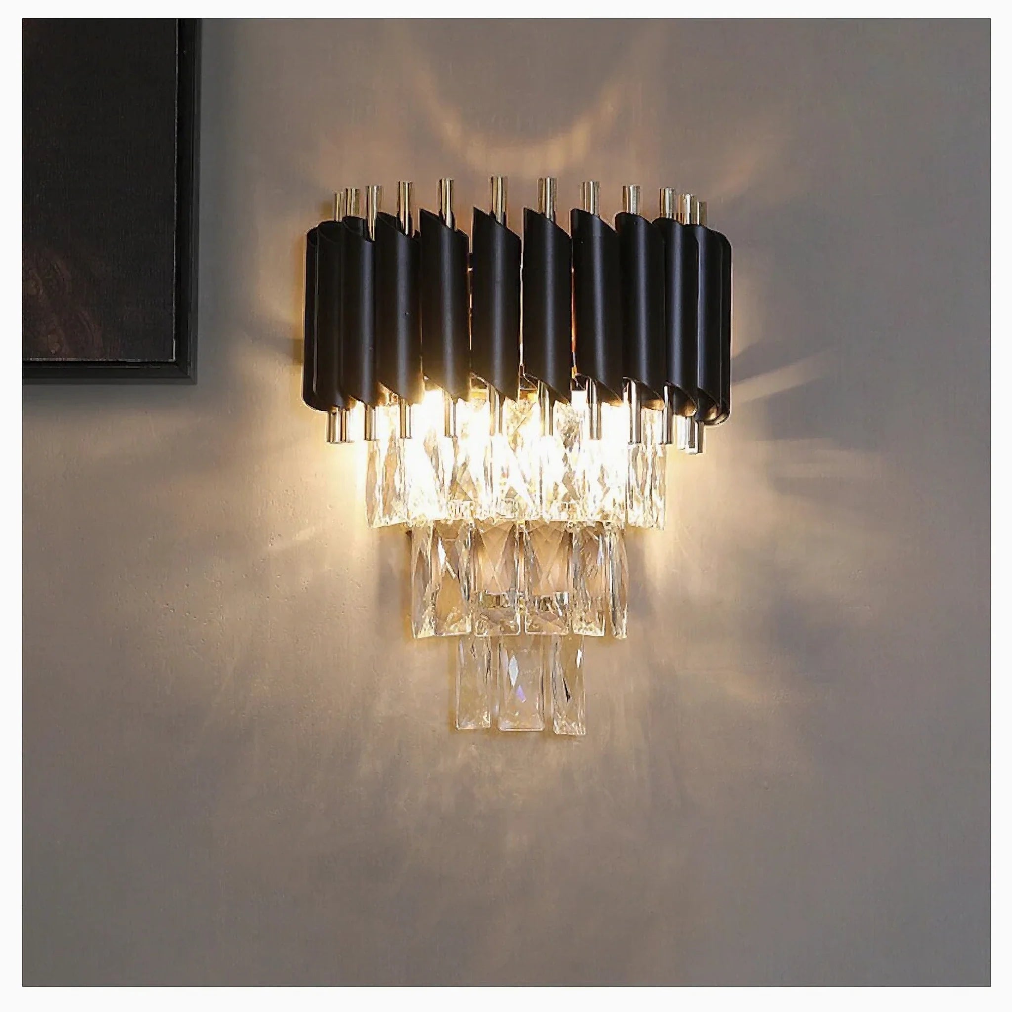 Luceyran | Modern Black LED Crystal Wall Lamp