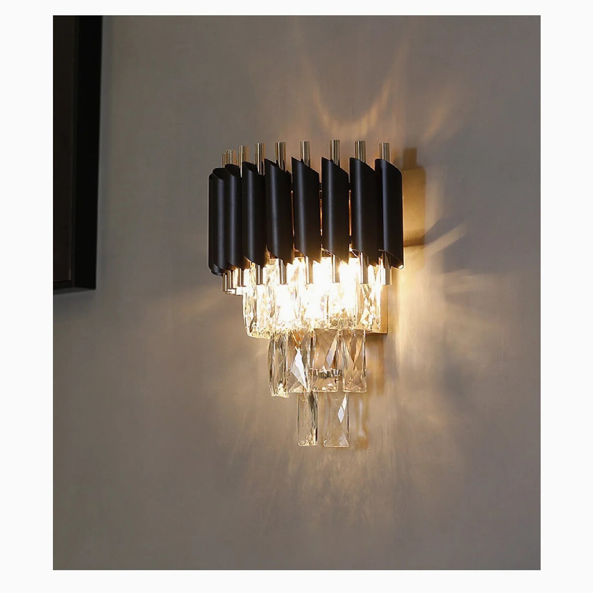 Luceyran | Modern Black LED Crystal Wall Lamp