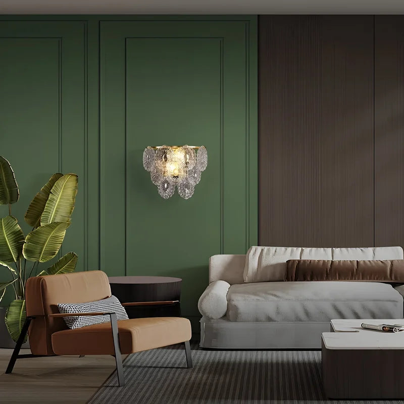 Luxury Glass Wall Lamp in French Style, Living Room, Bedroom