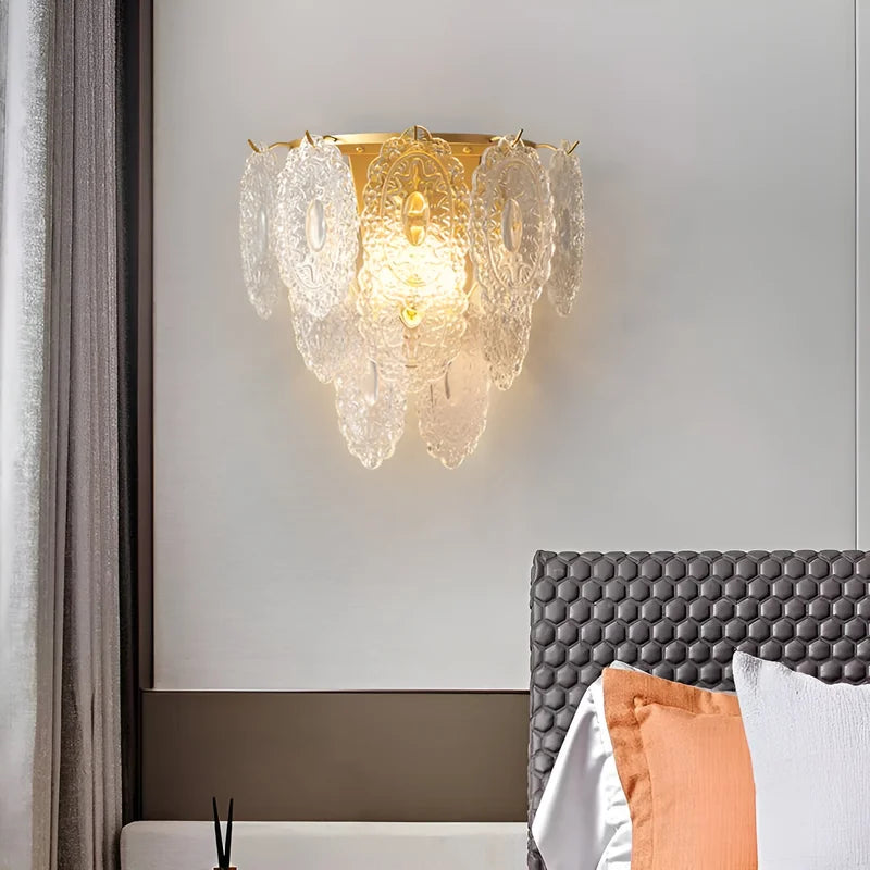 Luxury Glass Wall Lamp in French Style, Living Room, Bedroom