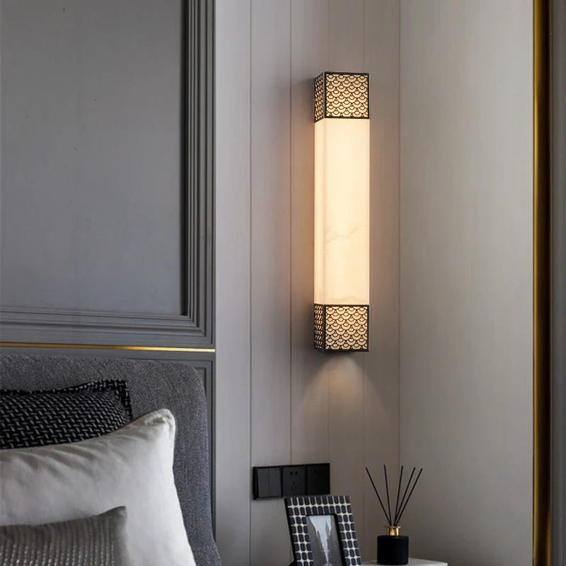 Luxury Marble Wall Lamp in Traditional Chinese Style for Bedroom