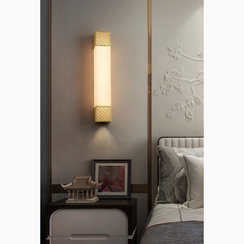 Luxury Marble Wall Lamp in Traditional Chinese Style for Bedroom