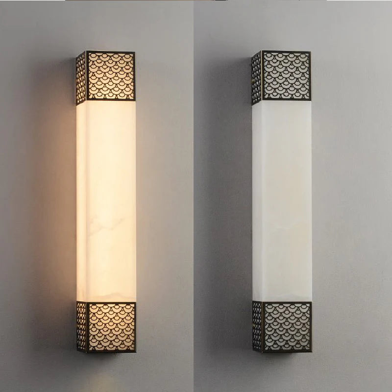 Luxury Marble Wall Lamp in Traditional Chinese Style for Bedroom