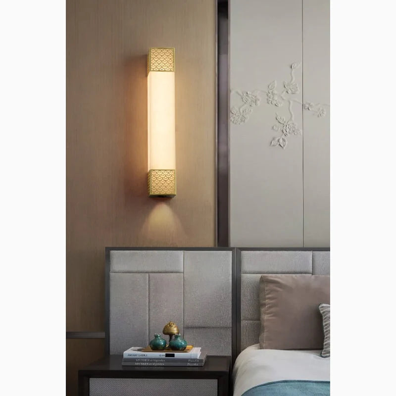 Luxury Marble Wall Lamp in Traditional Chinese Style for Bedroom