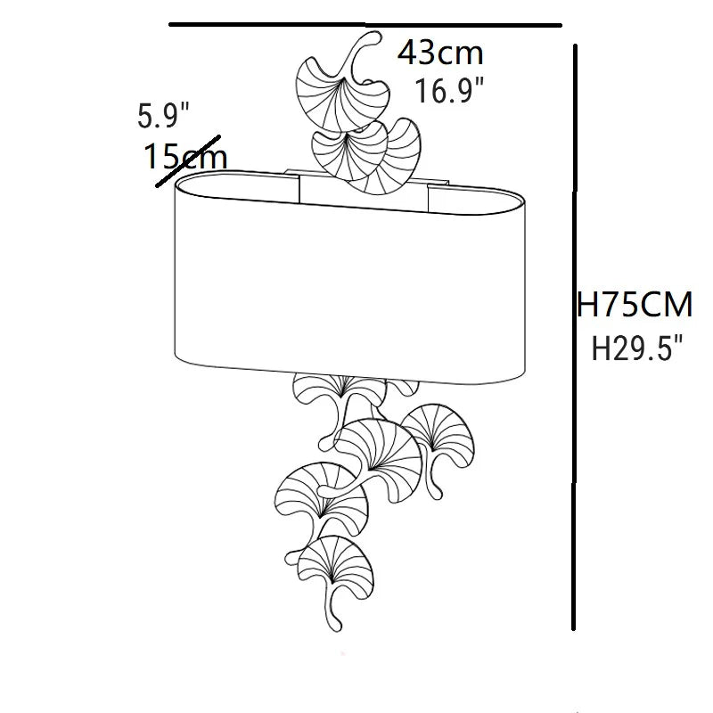 Luxury Wall Lamp in Retro Gingko Leaves Style, Living Room, Bedroom