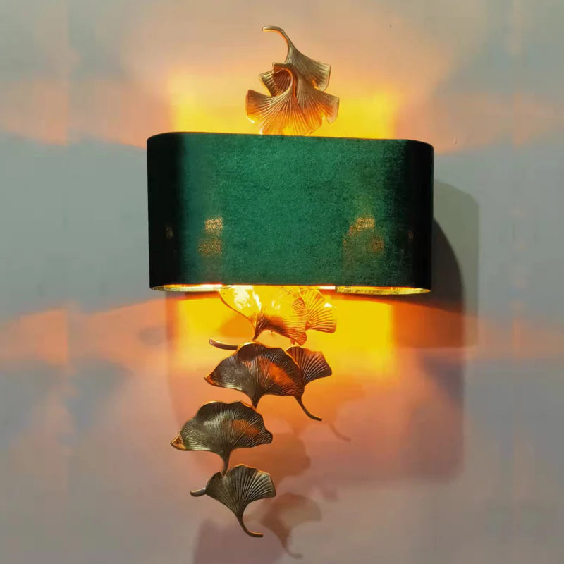 Luxury Wall Lamp in Retro Gingko Leaves Style, Living Room, Bedroom