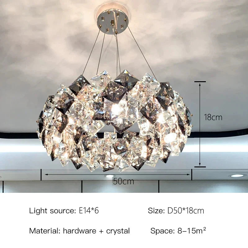 Munchenwiler | Modern Gold/Chrome Crystal Chandelier for Bedroom