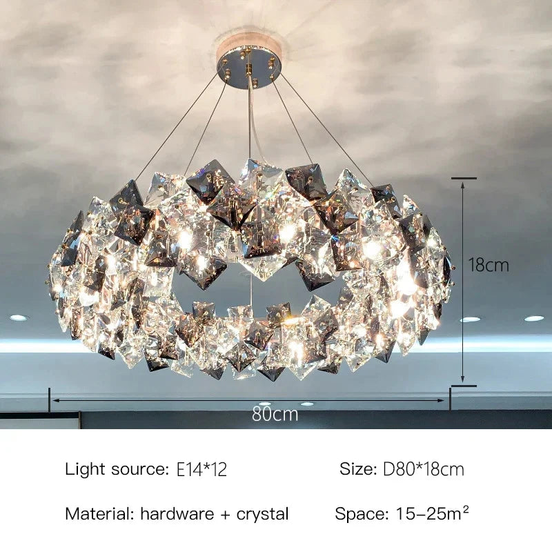 Munchenwiler | Modern Gold/Chrome Crystal Chandelier for Bedroom