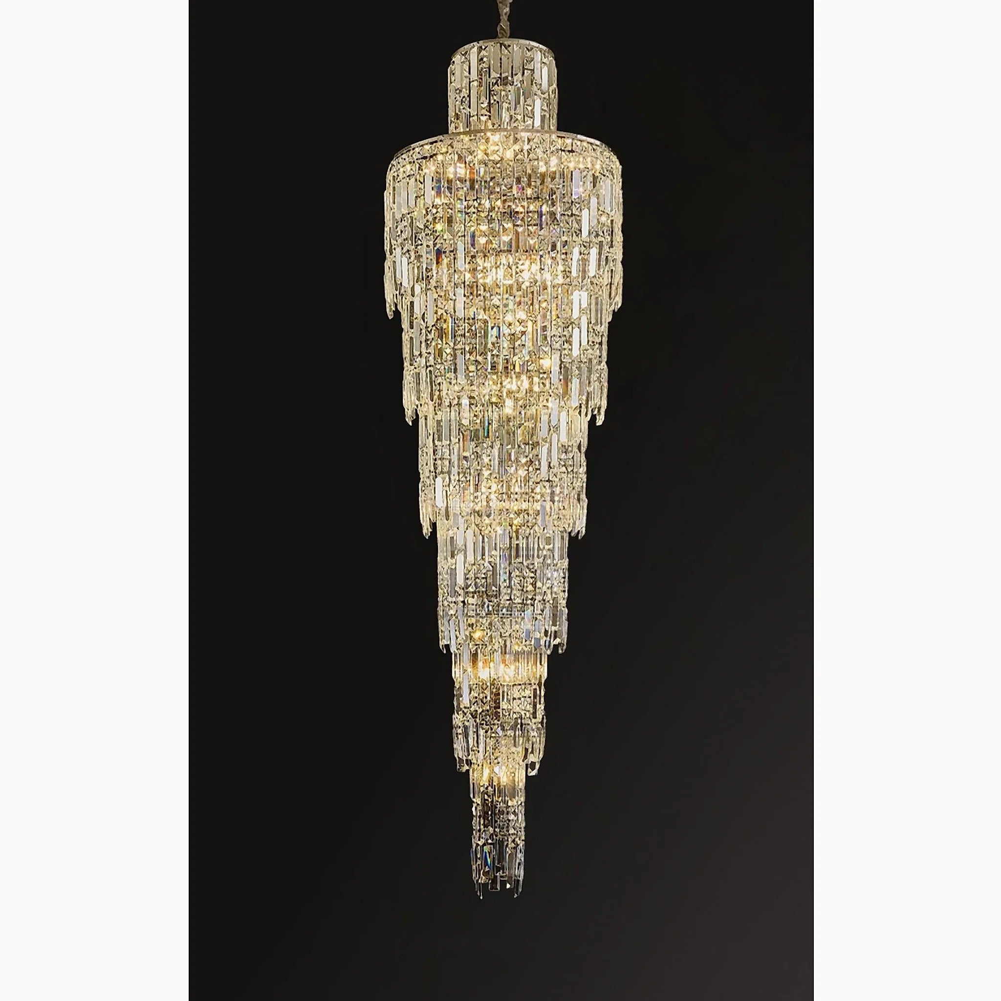 Moneglia | Chic Long Spiral Crystal Pendant Chandelier