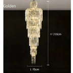 Moneglia | Chic Long Spiral Crystal Pendant Chandelier