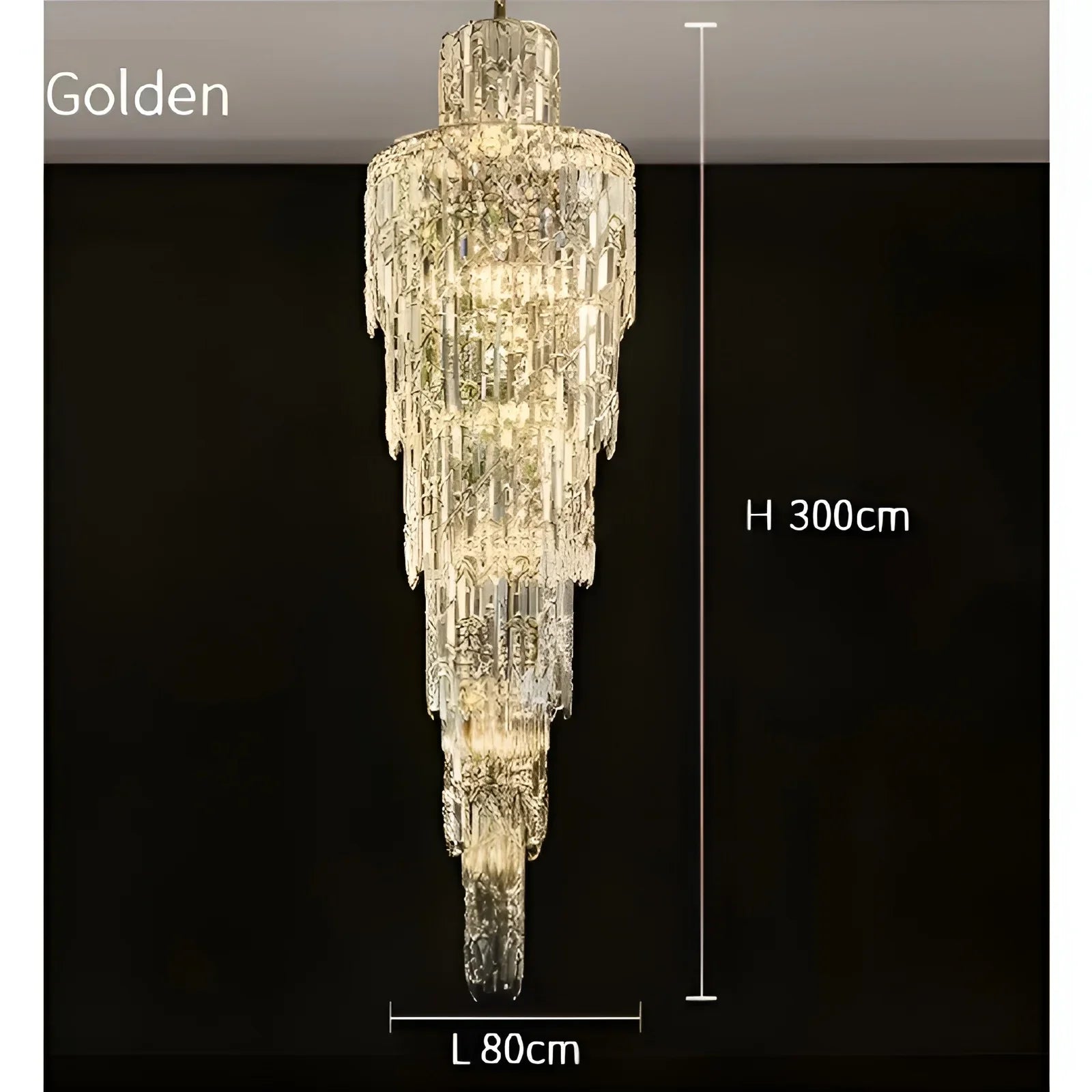 Moneglia | Chic Long Spiral Crystal Pendant Chandelier