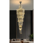 Moneglia | Chic Long Spiral Crystal Pendant Chandelier