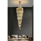 Moneglia | Chic Long Spiral Crystal Pendant Chandelier