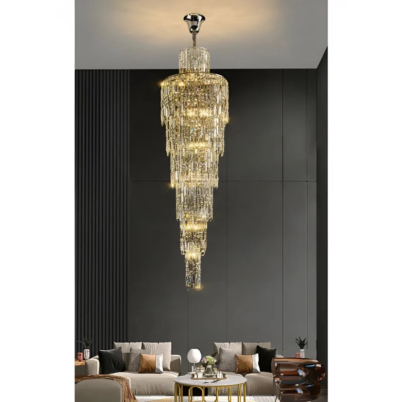 Moneglia | Chic Long Spiral Crystal Pendant Chandelier