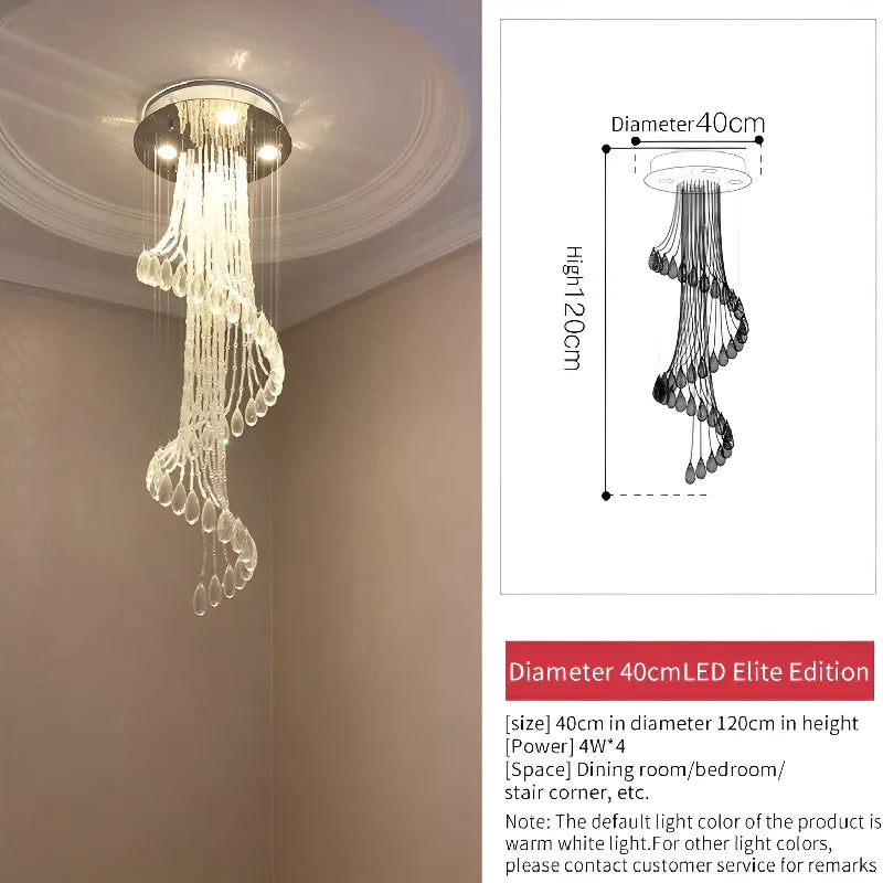 Mougins | Сhic Spiral Crystal Ceiling Led Chandelier