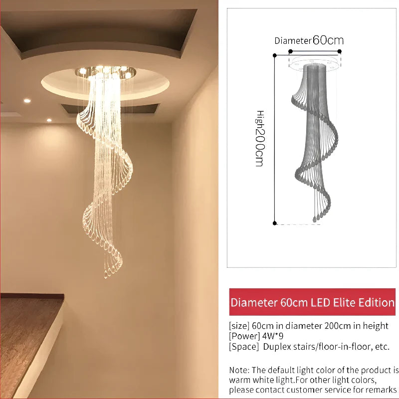 Mougins | Сhic Spiral Crystal Ceiling Led Chandelier