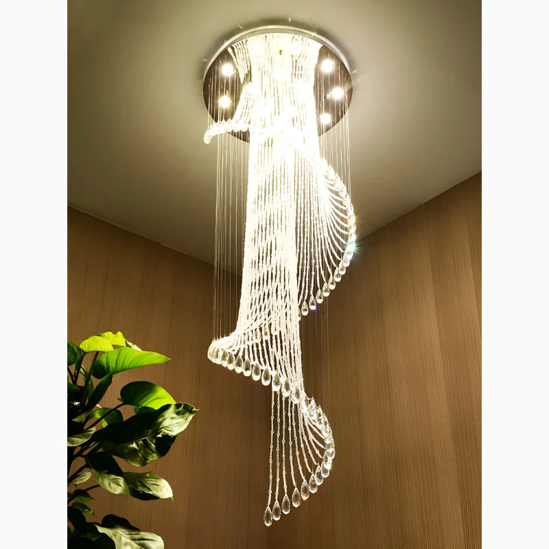 Mougins | Сhic Spiral Crystal Ceiling Led Chandelier
