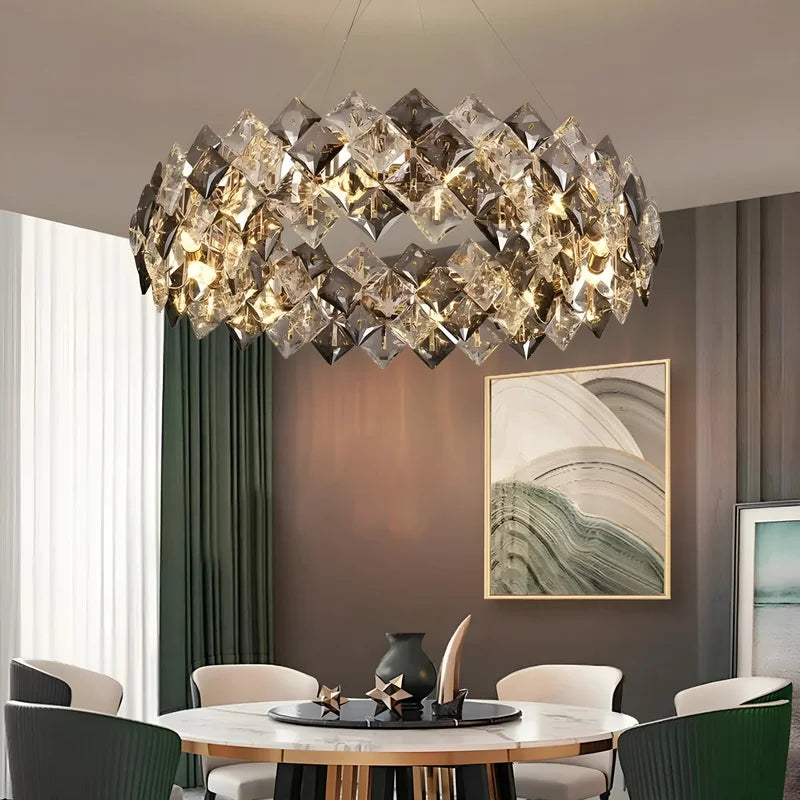 Munchenwiler | Modern Gold/Chrome Crystal Chandelier for Bedroom
