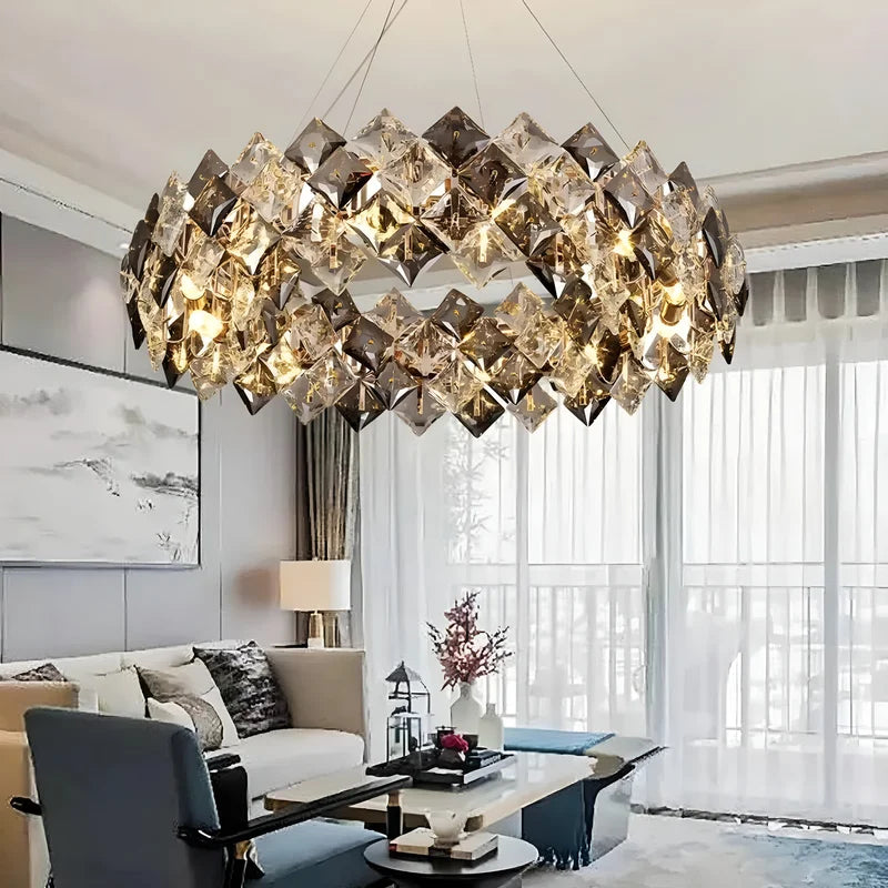 Munchenwiler | Modern Gold/Chrome Crystal Chandelier for Bedroom
