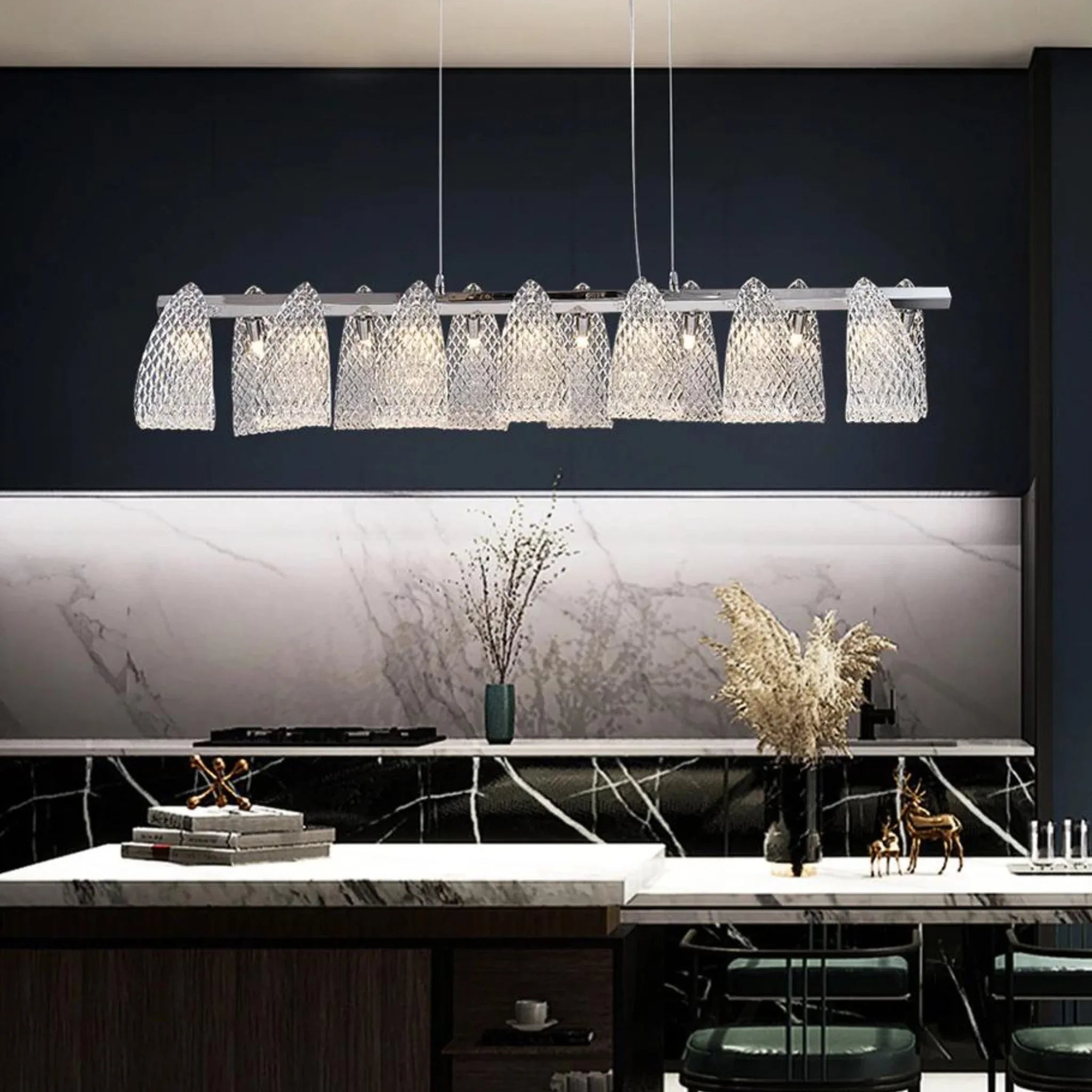 Muri bei Bern | Modern Silver Glass Light Fixture for Kitchen