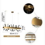 Ninove | Gold Rectangle Crystal Chandelier for Dining Room, Living Room