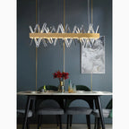 Ninove | Gold Rectangle Crystal Chandelier for Dining Room, Living Room