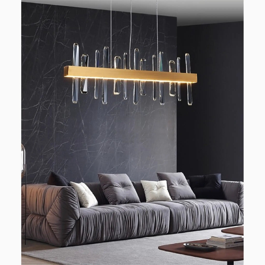 Nivelles | Rectangle Gold Chandelier Crystal Chandelier for Living Room