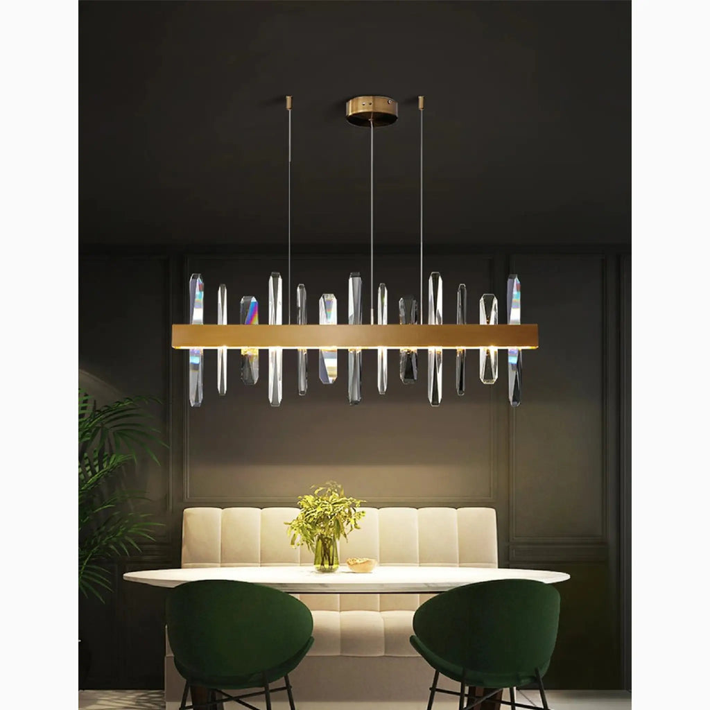 Nivelles | Rectangle Gold Chandelier Crystal Chandelier for Living Room