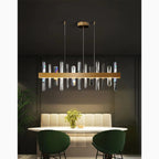 Nivelles | Rectangle Gold Chandelier Crystal Chandelier for Living Room