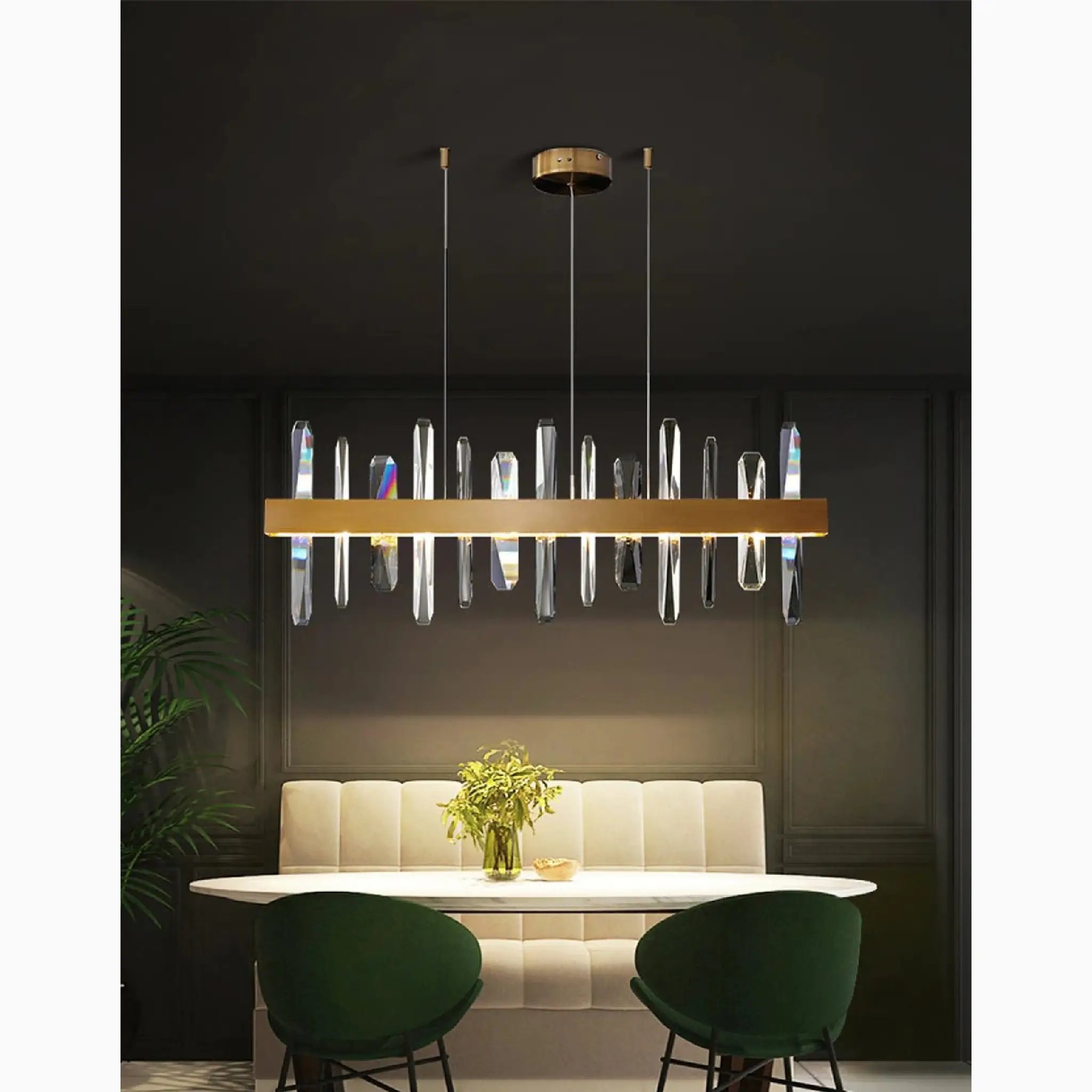 Nivelles | Rectangle Gold Chandelier Crystal Chandelier for Living Room