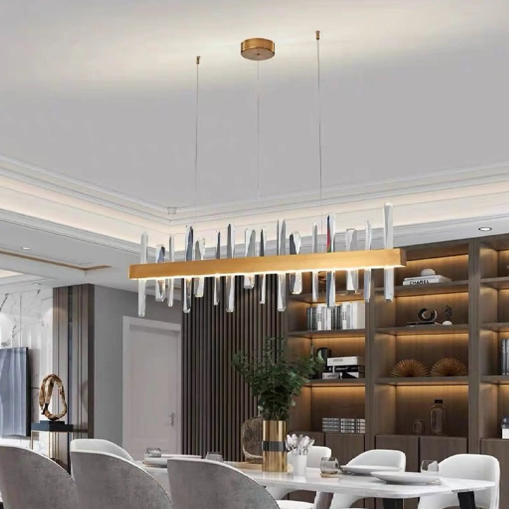 Nivelles | Rectangle Gold Chandelier Crystal Chandelier for Living Room