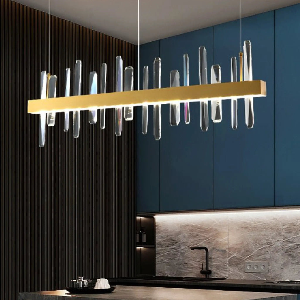 Nivelles | Rectangle Gold Chandelier Crystal Chandelier for Living Room