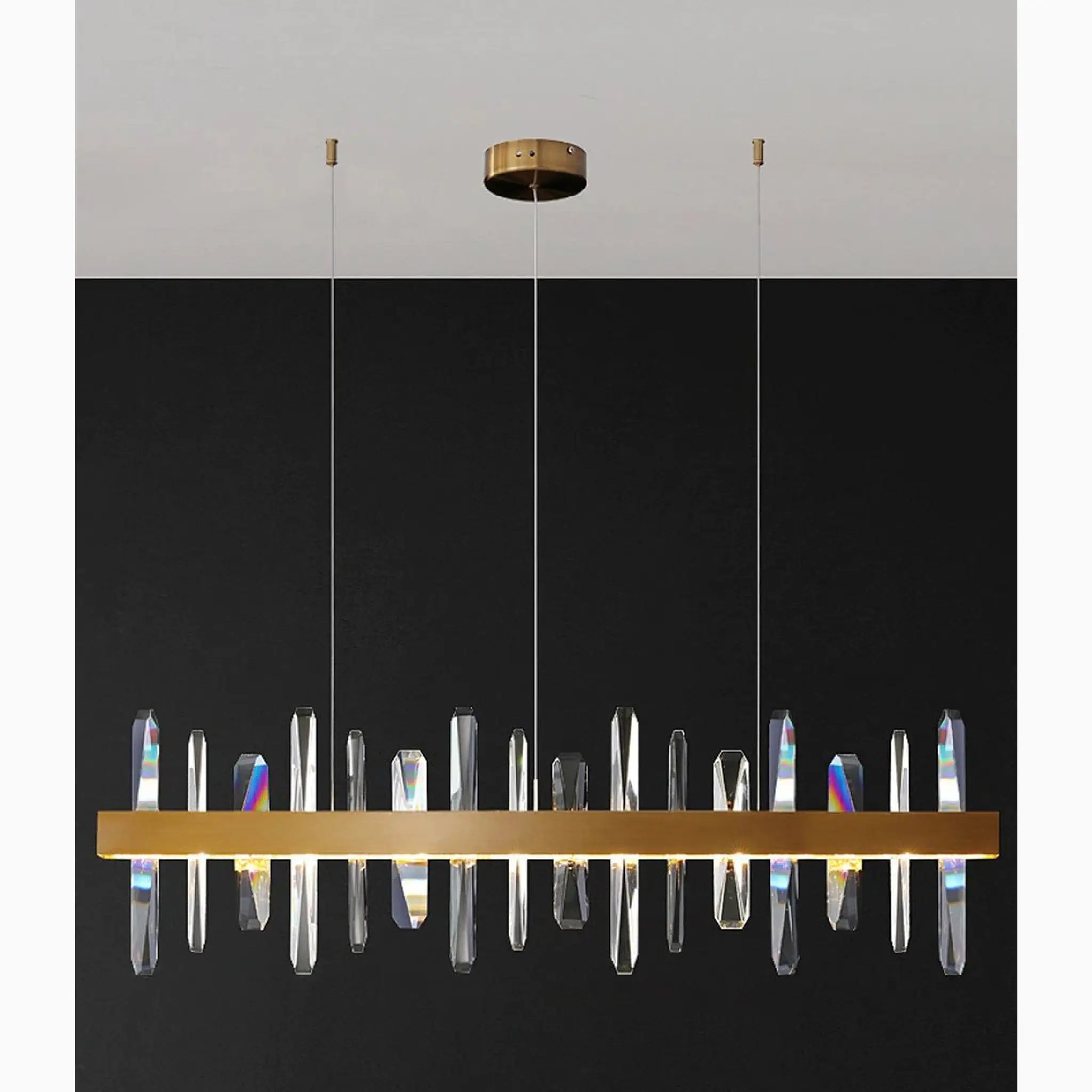 Nivelles | Rectangle Gold Chandelier Crystal Chandelier for Living Room