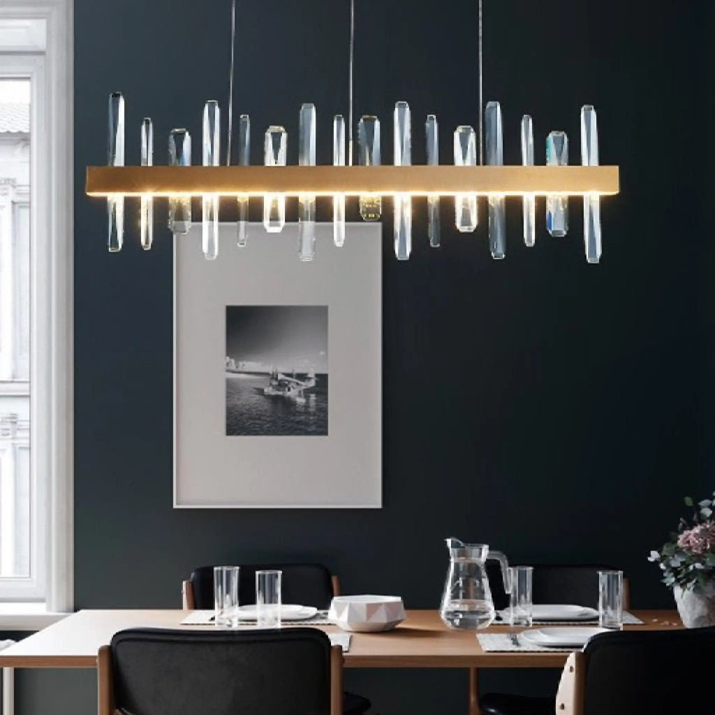 Nivelles | Rectangle Gold Chandelier Crystal Chandelier for Living Room