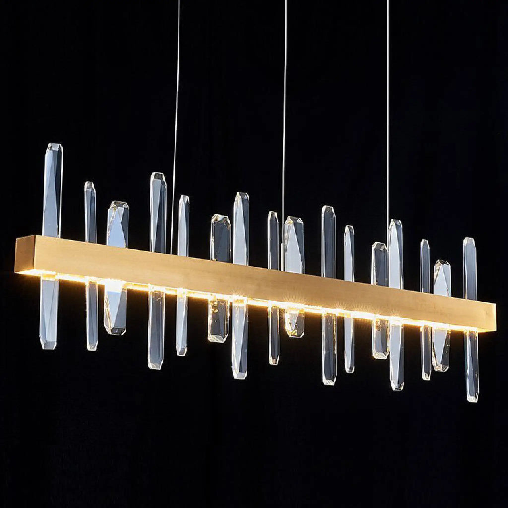 Nivelles | Rectangle Gold Chandelier Crystal Chandelier for Living Room