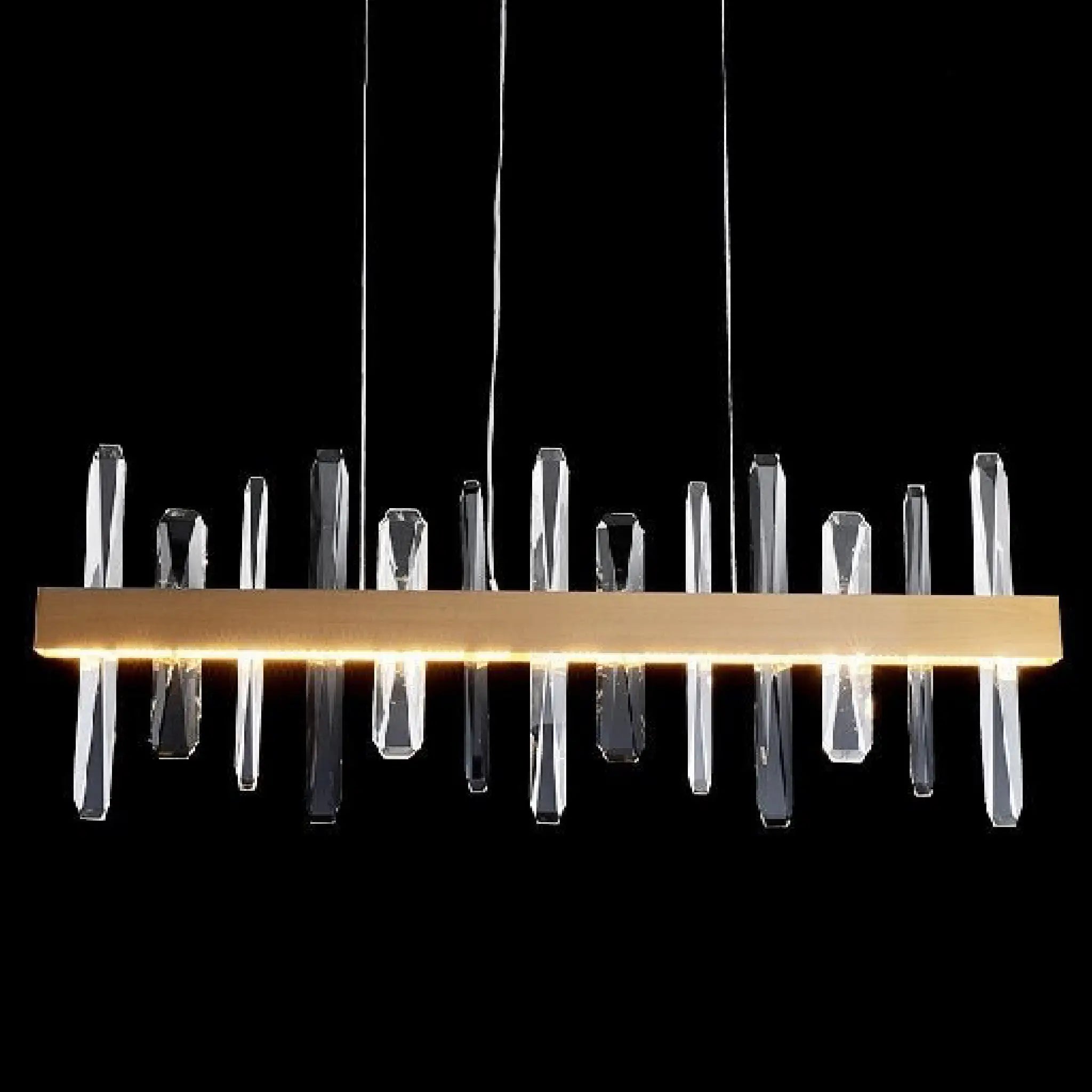 Nivelles | Rectangle Gold Chandelier Crystal Chandelier for Living Room