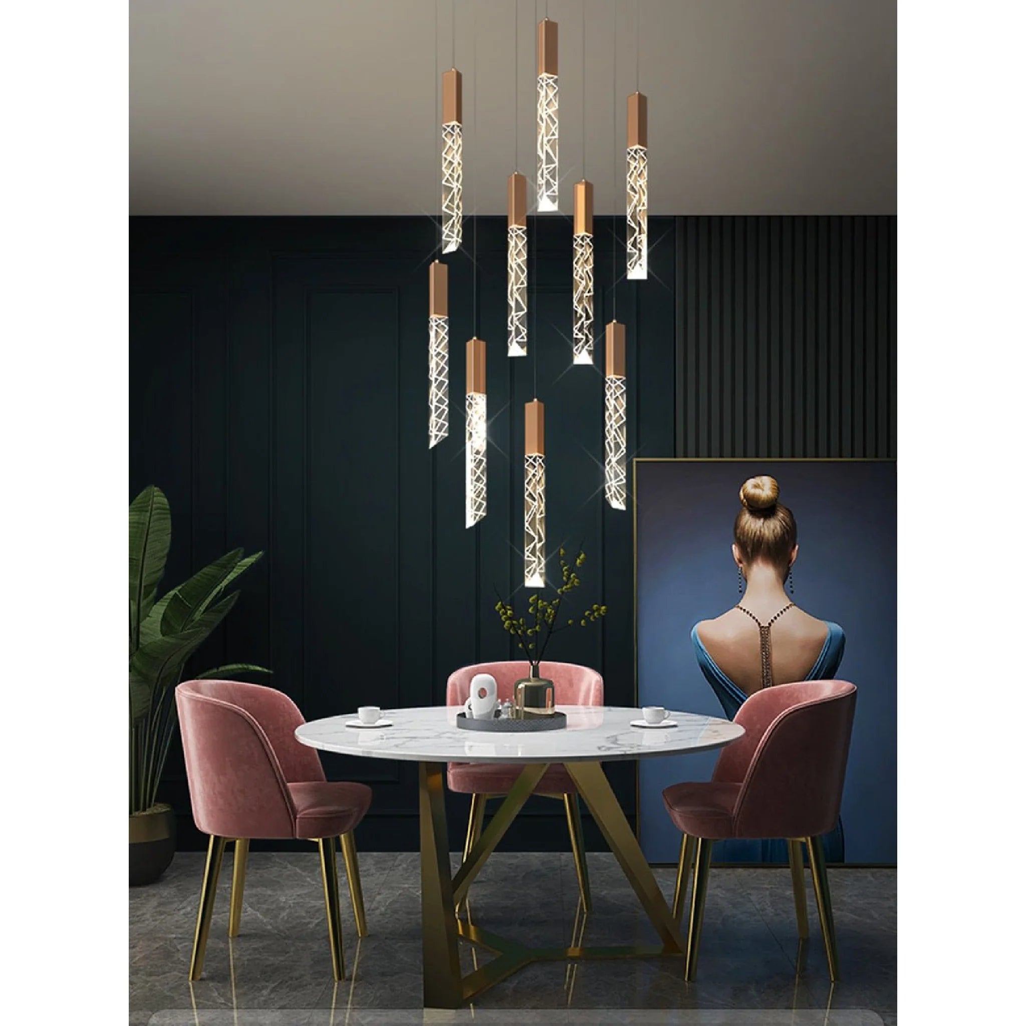 Riomaggiore | Long Staircase Crystal Chandelier